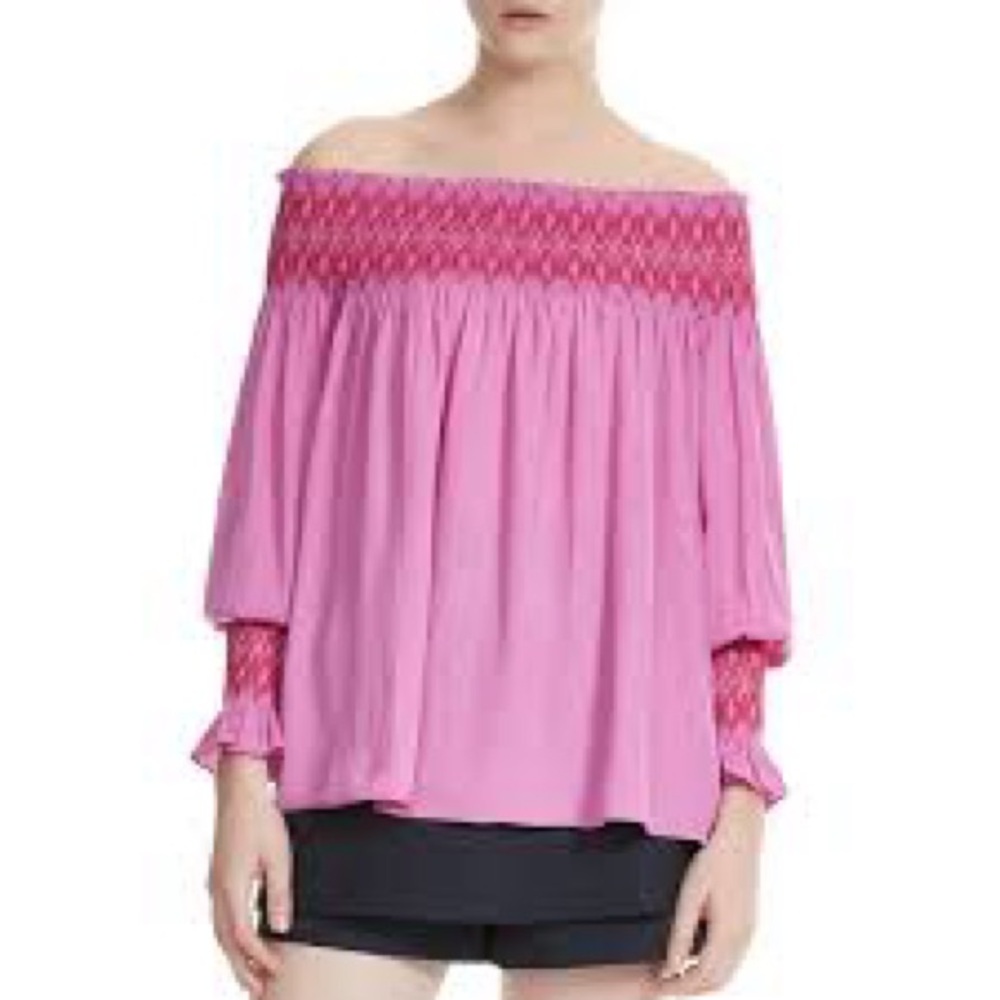 NWT Maje Lofaur Off The Shoulder Smoked Fuchsia Magenta Top Size 2 Medium